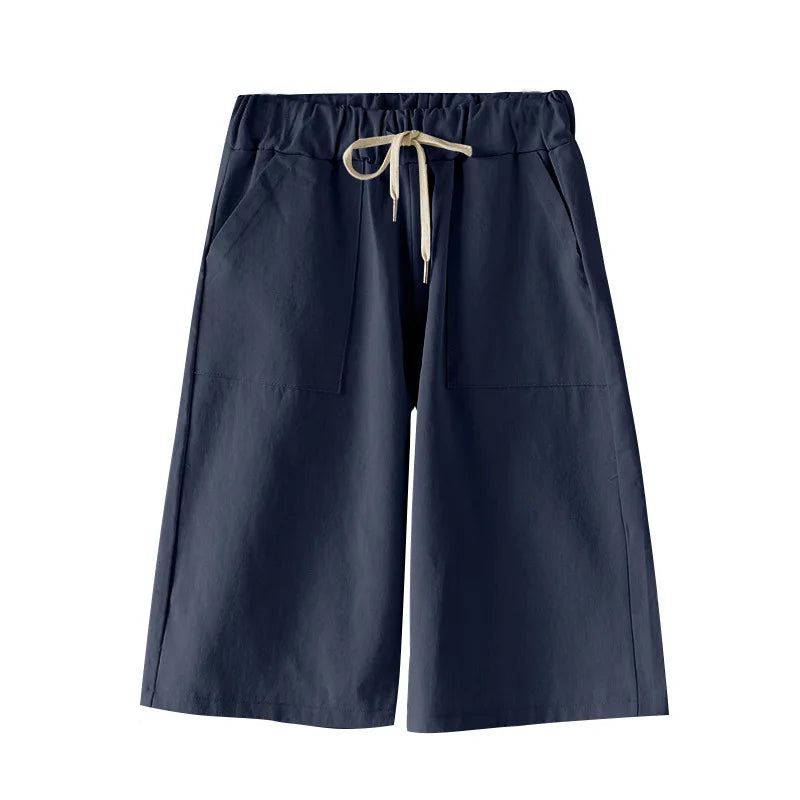 Summer Bermuda Shorts Cotton Wide-Legged